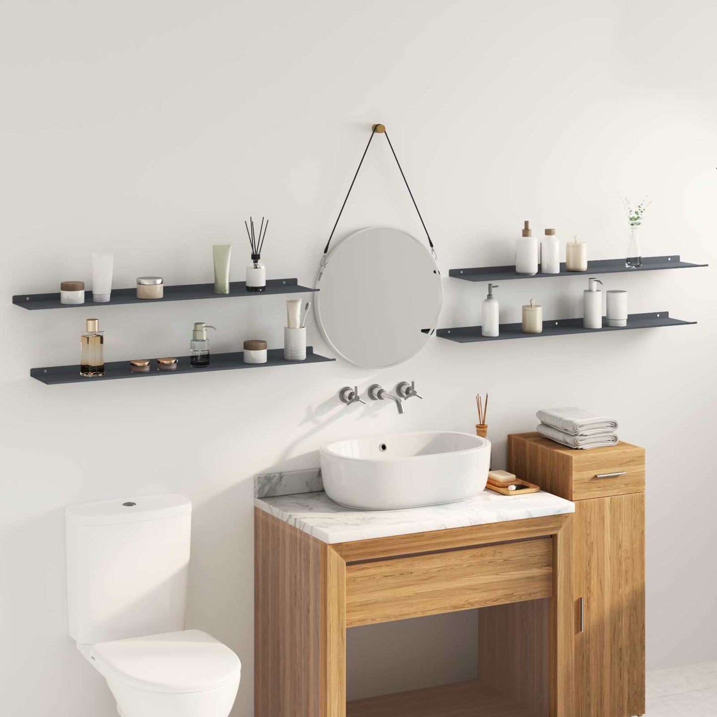 vidaXL Floating Shelf 4 pcs Anthracite 100 x 18 x 2.5 cm Steel