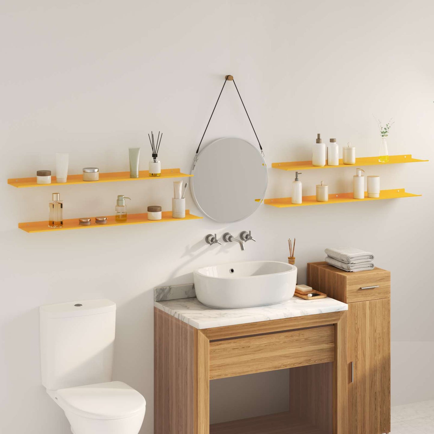 vidaXL Floating Shelf 4 pcs Mustard Yellow 100 x 18 x 2.5 cm Steel
