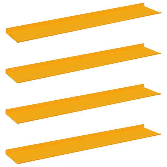 vidaXL Floating Shelf 4 pcs Mustard Yellow 100 x 18 x 2.5 cm Steel