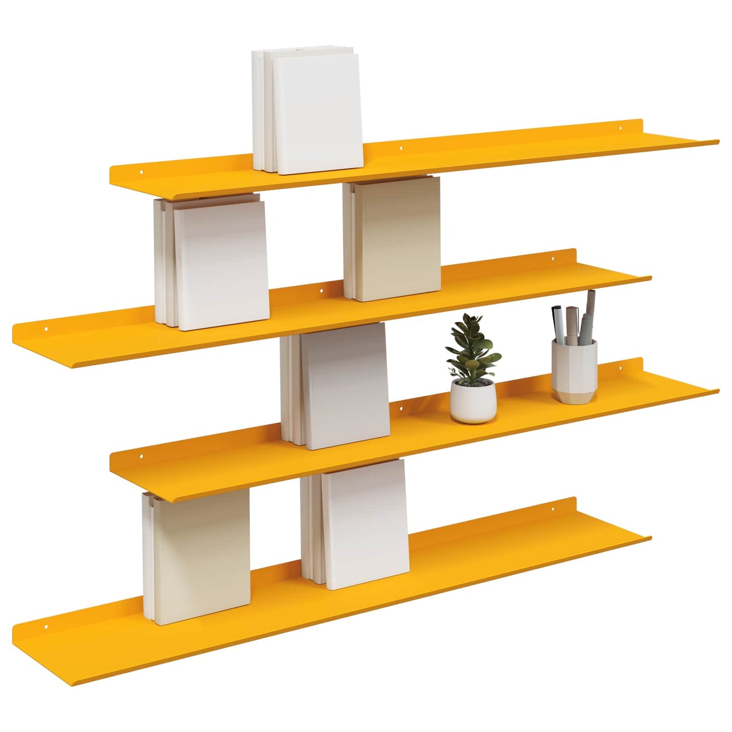 vidaXL Floating Shelf 4 pcs Mustard Yellow 100 x 18 x 2.5 cm Steel