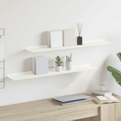 vidaXL Floating Shelf 2 pcs White 100 x 18 x 2.5 cm Steel