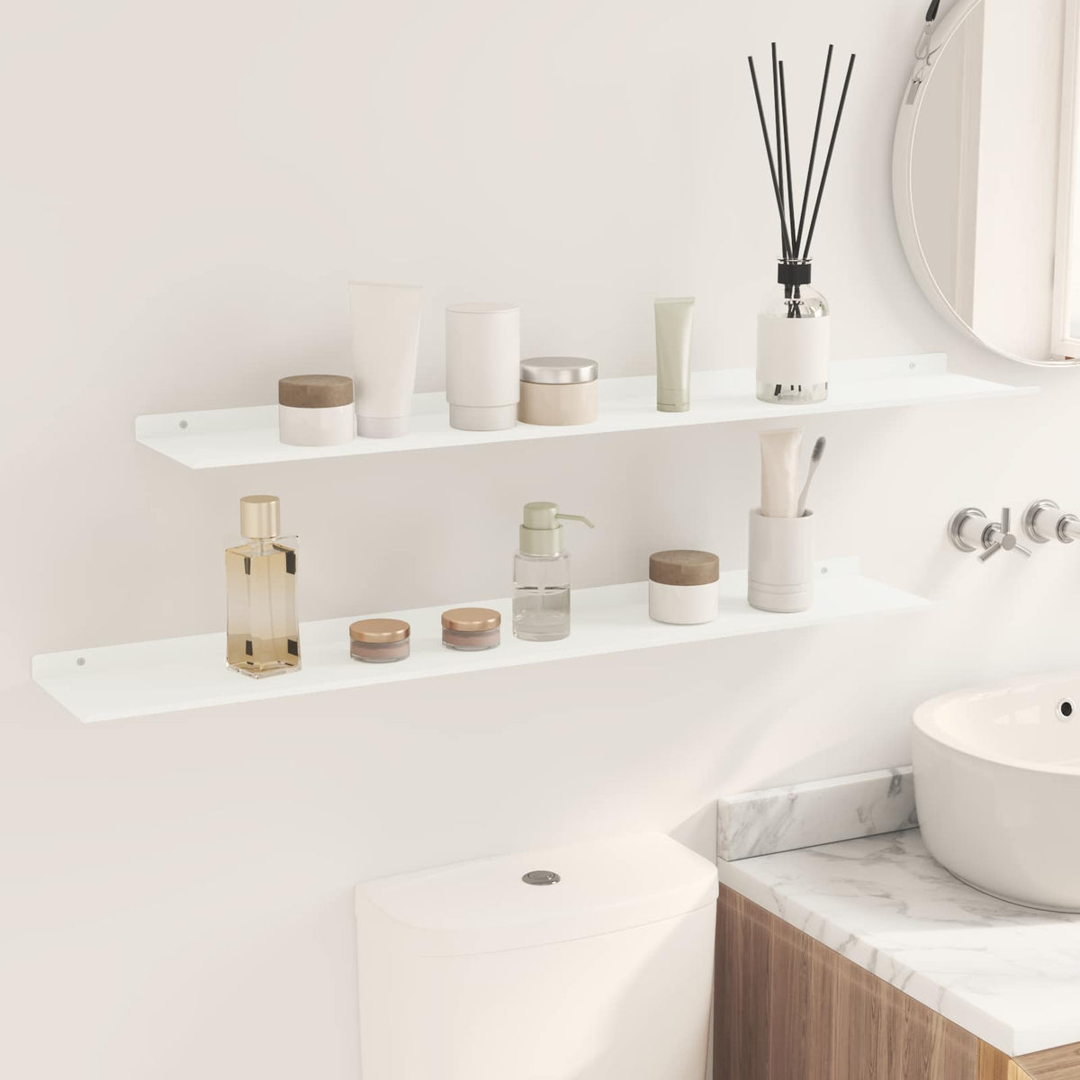 vidaXL Floating Shelf 2 pcs White 100 x 18 x 2.5 cm Steel