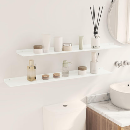 vidaXL Floating Shelf 2 pcs White 100 x 18 x 2.5 cm Steel