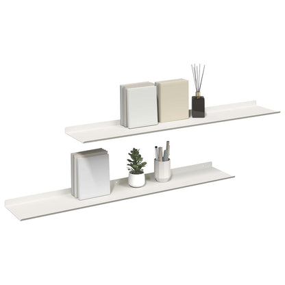 vidaXL Floating Shelf 2 pcs White 100 x 18 x 2.5 cm Steel