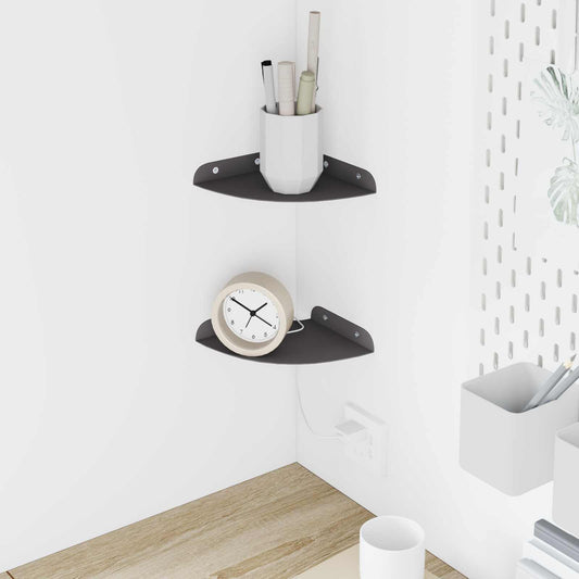 vidaXL Floating Shelf with Shelf 2 pcs Black 15 x 15 x 2 cm