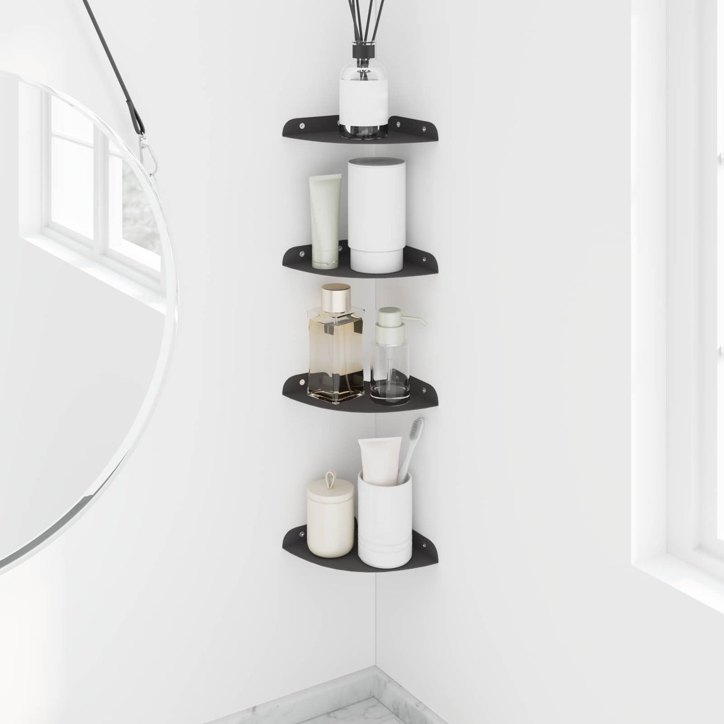 vidaXL Floating Shelf with Shelf 4 pcs Black 15 x 15 x 2 cm