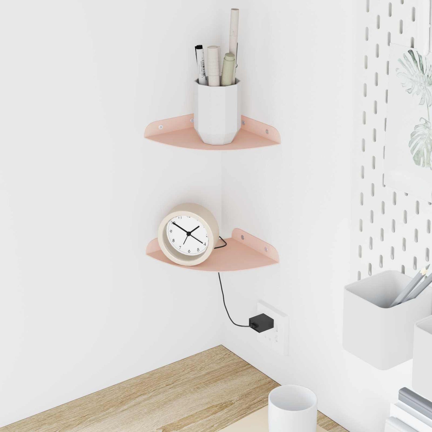 vidaXL Floating Shelf with Shelf 2 pcs Pink 15 x 15 x 2 cm