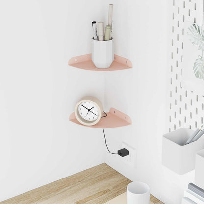 vidaXL Floating Shelf with Shelf 2 pcs Pink 15 x 15 x 2 cm