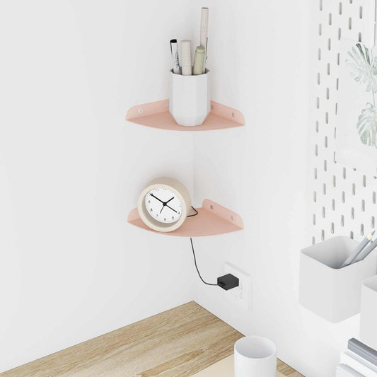 vidaXL Floating Shelf with Shelf 2 pcs Pink 15 x 15 x 2 cm
