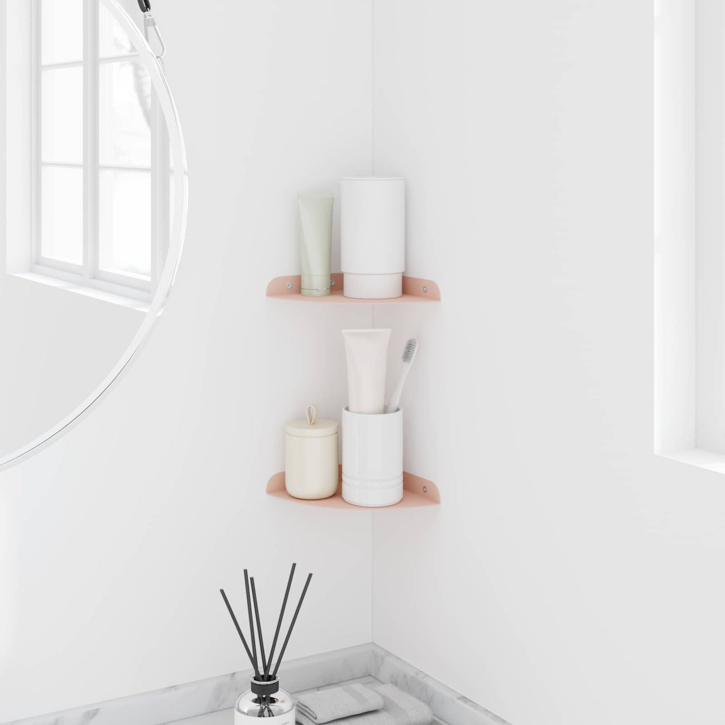 vidaXL Floating Shelf with Shelf 2 pcs Pink 15 x 15 x 2 cm