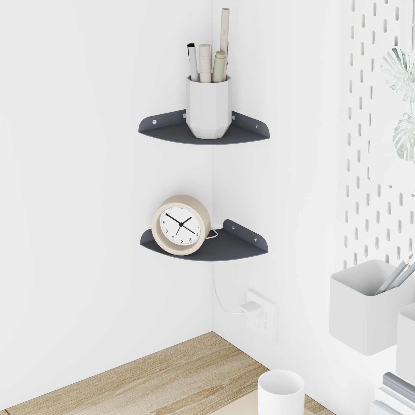 vidaXL Floating Shelf with Shelf 2 pcs Anthracite 15 x 15 x 2 cm