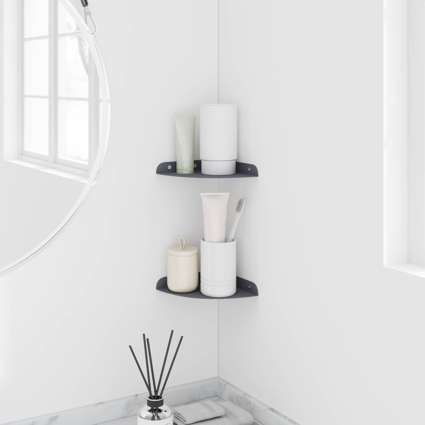 vidaXL Floating Shelf with Shelf 2 pcs Anthracite 15 x 15 x 2 cm