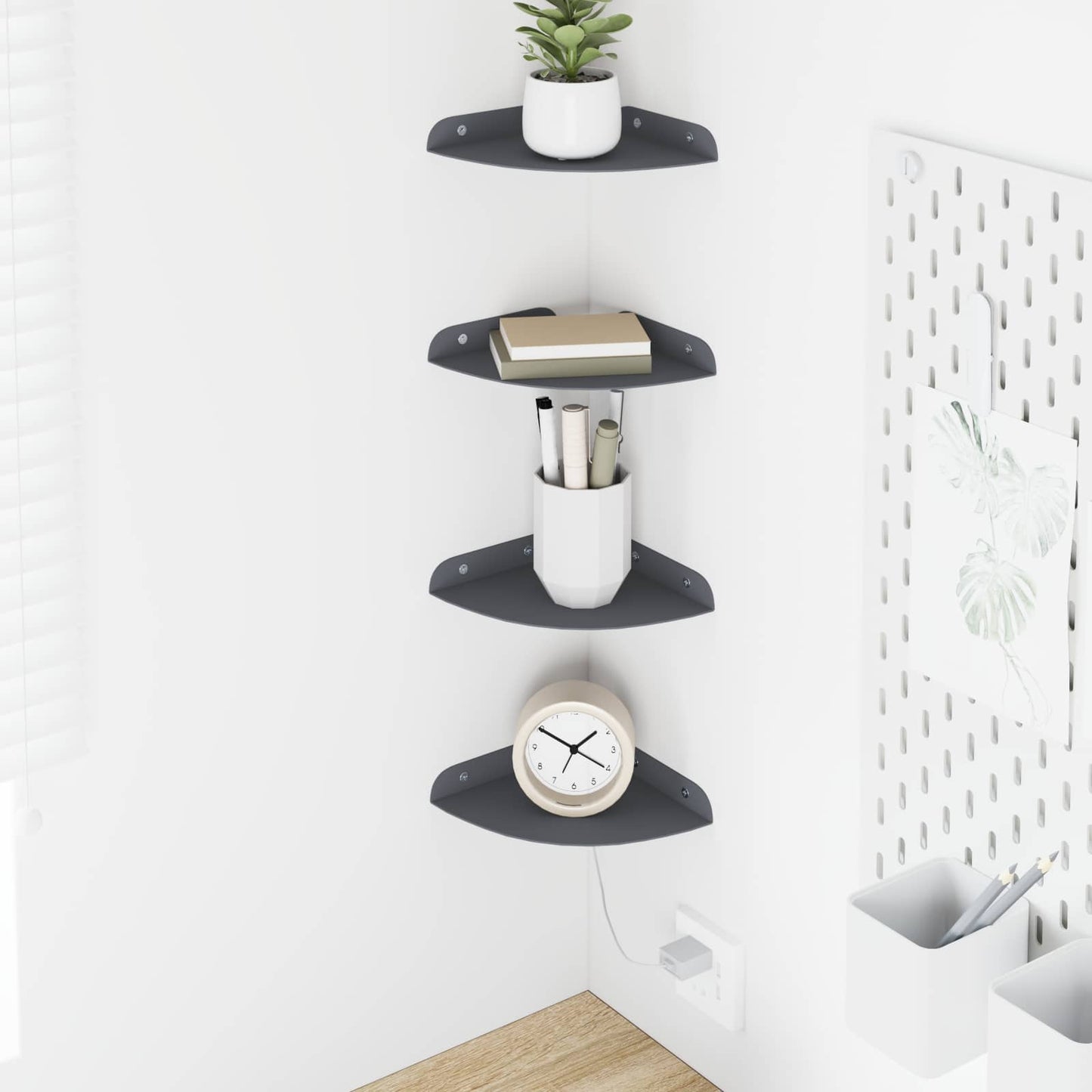 vidaXL Floating Shelf with Shelf 4 pcs Anthracite 15 x 15 x 2 cm