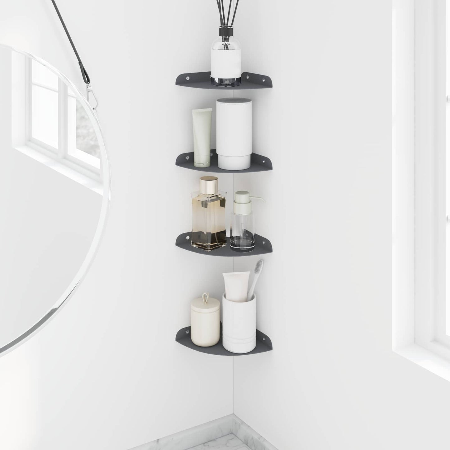 vidaXL Floating Shelf with Shelf 4 pcs Anthracite 15 x 15 x 2 cm