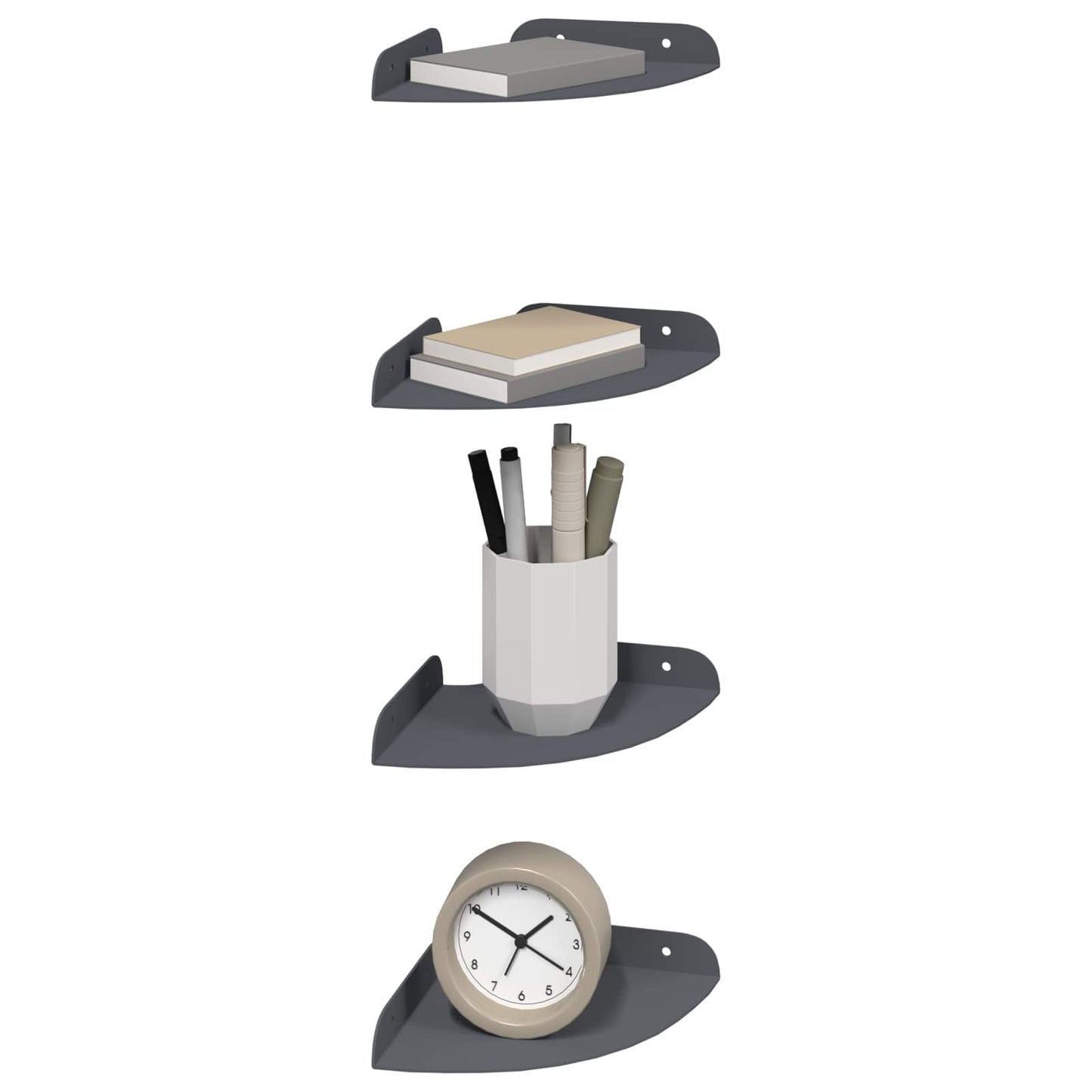 vidaXL Floating Shelf with Shelf 4 pcs Anthracite 15 x 15 x 2 cm