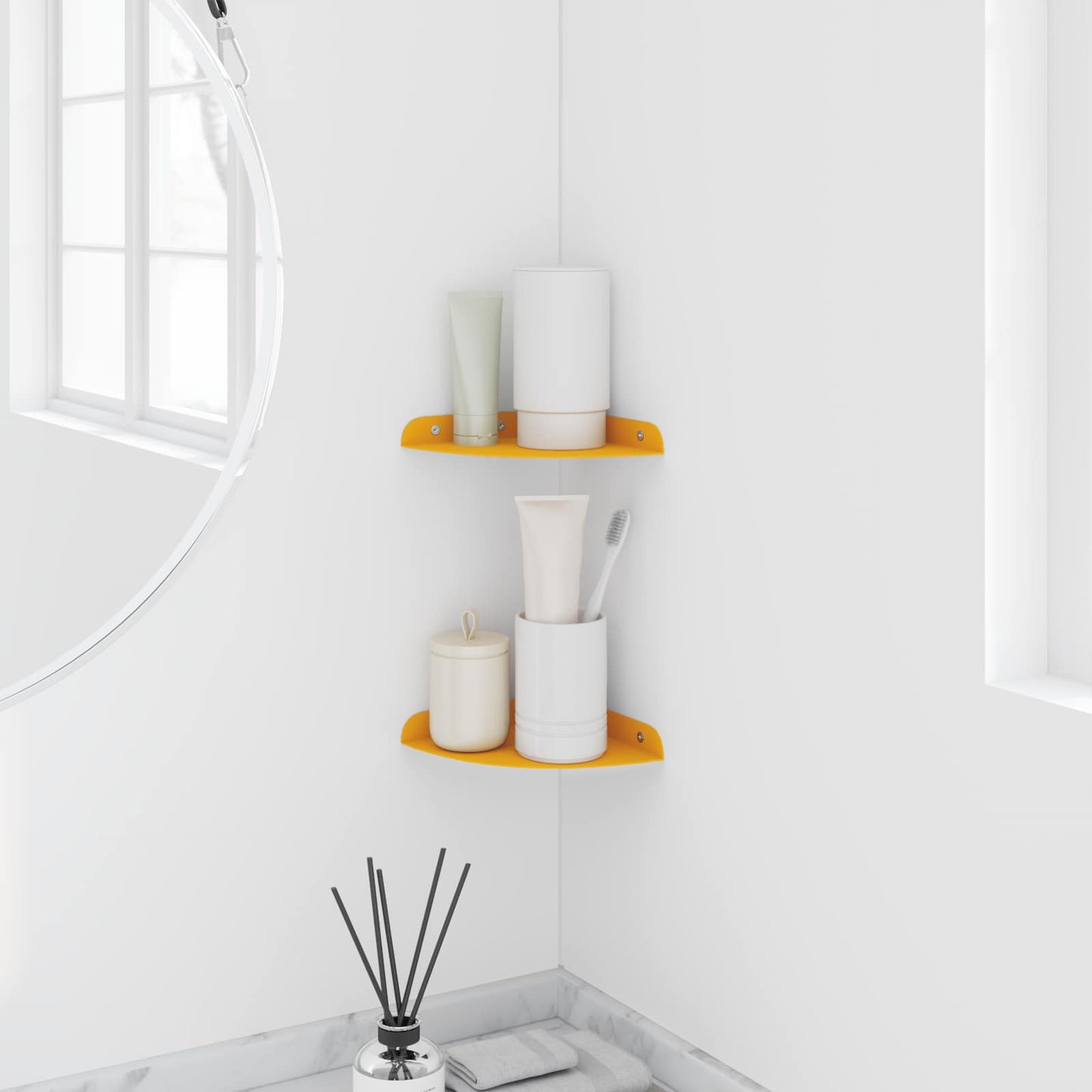 vidaXL Floating Shelf with Shelf 2 pcs Mustard Yellow 15 x 15 x 2 cm