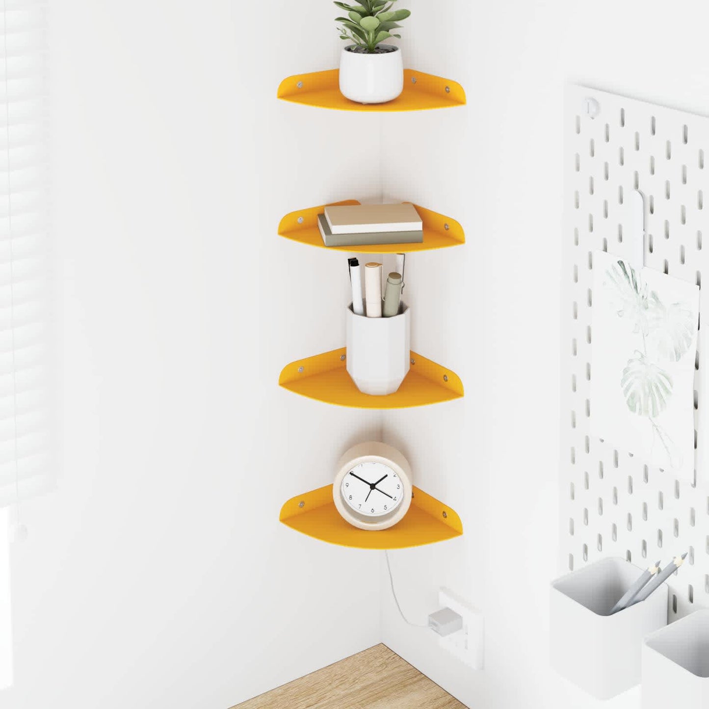 vidaXL Floating Shelf with Shelf 4 pcs Mustard Yellow 15 x 15 x 2 cm