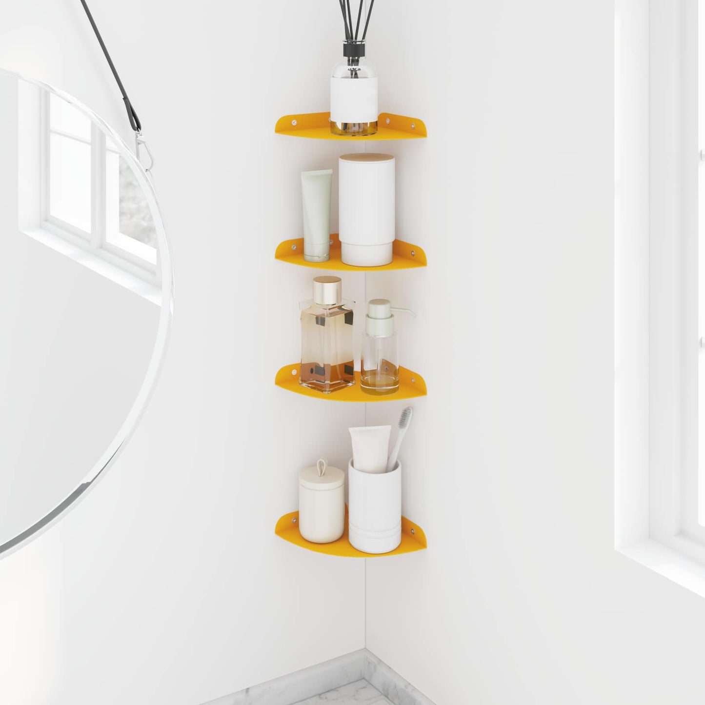 vidaXL Floating Shelf with Shelf 4 pcs Mustard Yellow 15 x 15 x 2 cm