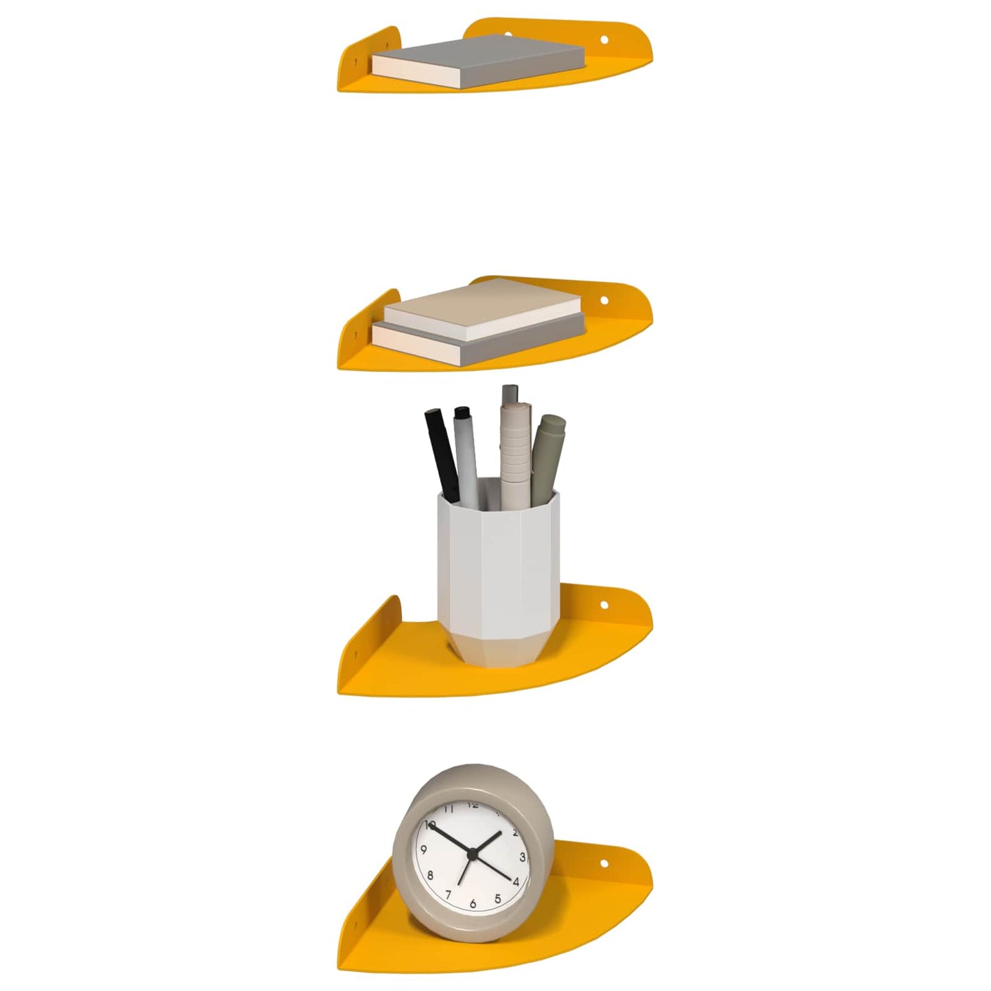 vidaXL Floating Shelf with Shelf 4 pcs Mustard Yellow 15 x 15 x 2 cm