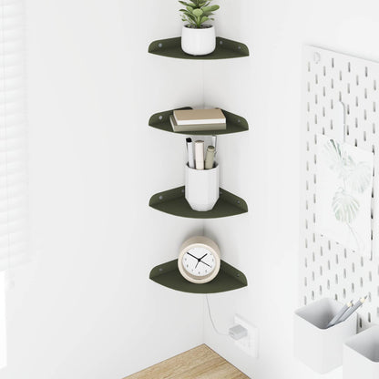 vidaXL Floating Shelf with Shelf 4 pcs Olive Green 15 x 15 x 2 cm