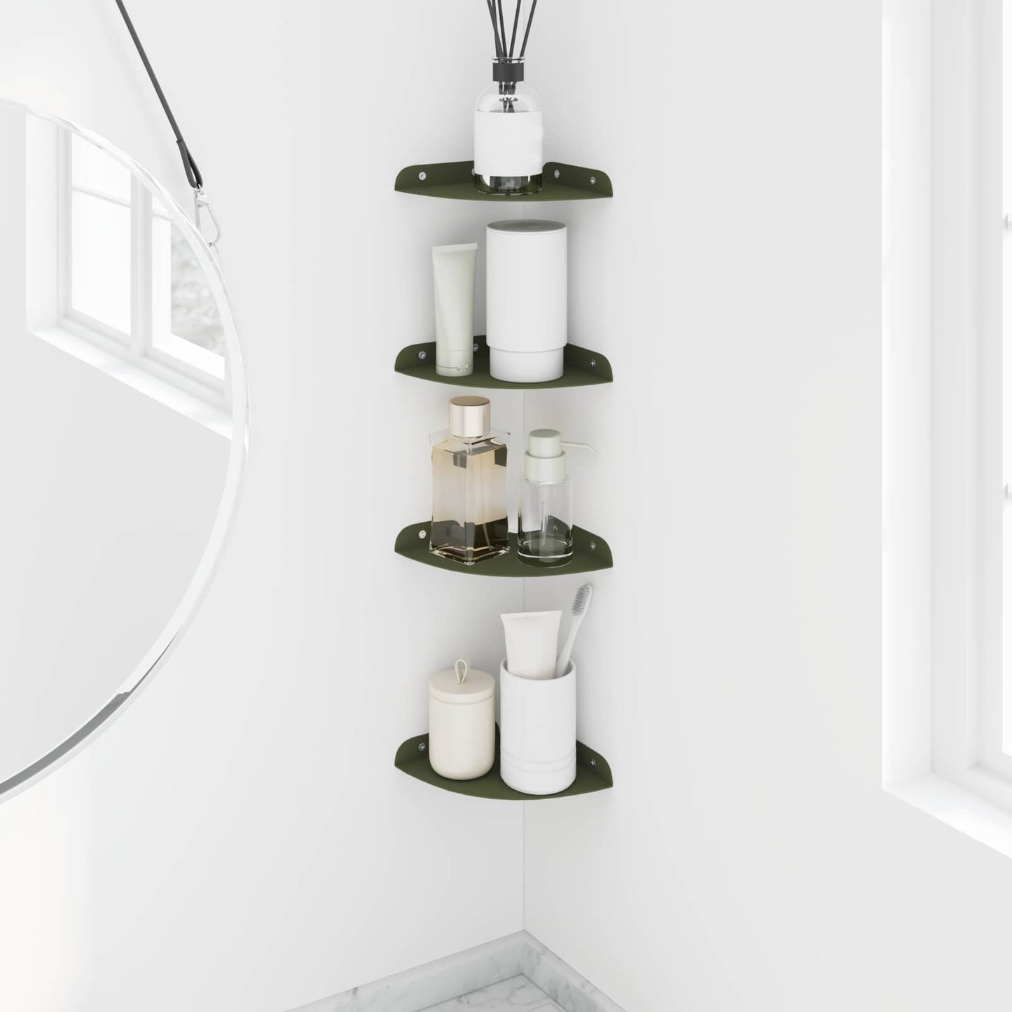 vidaXL Floating Shelf with Shelf 4 pcs Olive Green 15 x 15 x 2 cm
