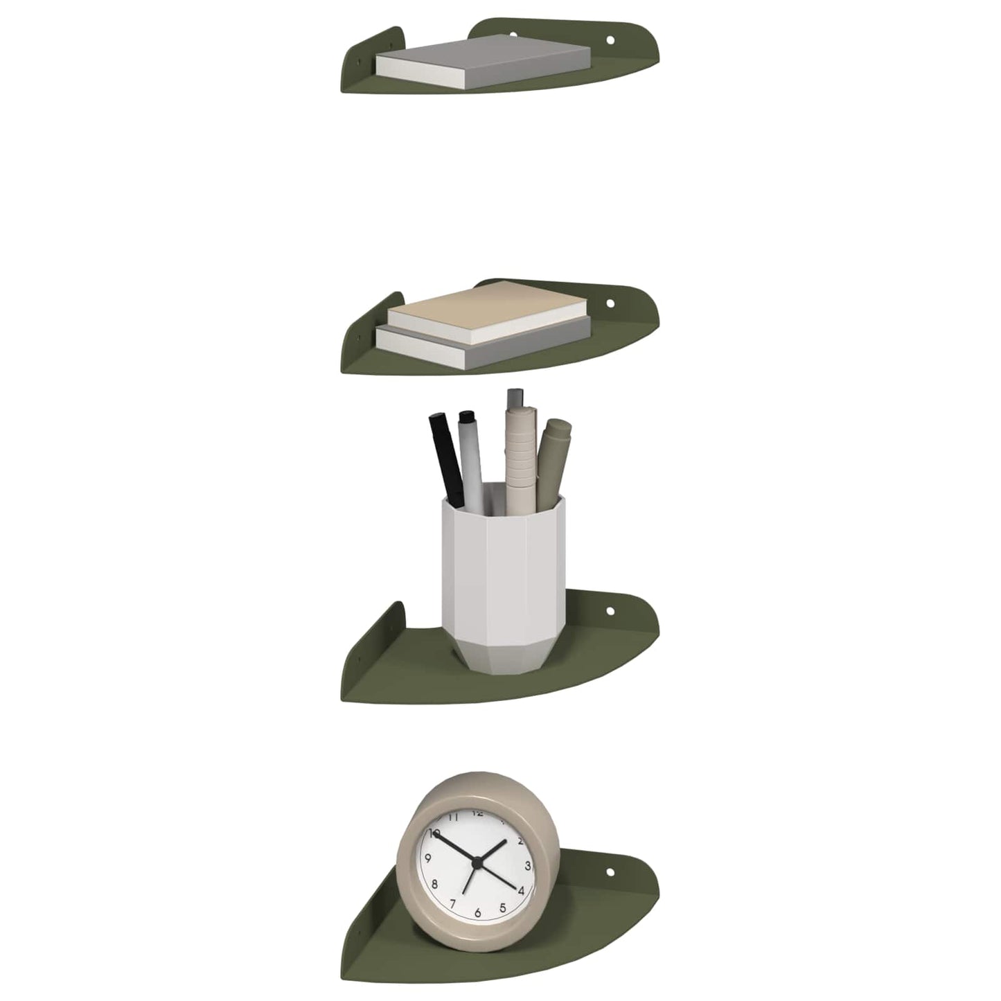 vidaXL Floating Shelf with Shelf 4 pcs Olive Green 15 x 15 x 2 cm