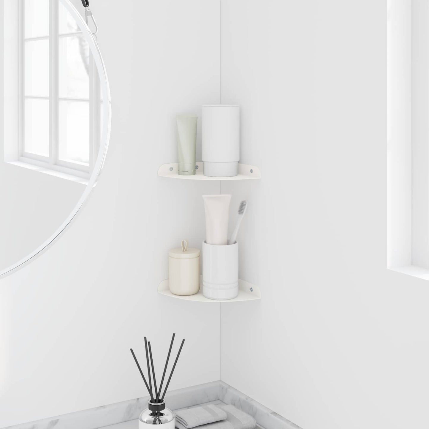 vidaXL Floating Shelf with Shelf 2 pcs White 15 x 15 x 2 cm