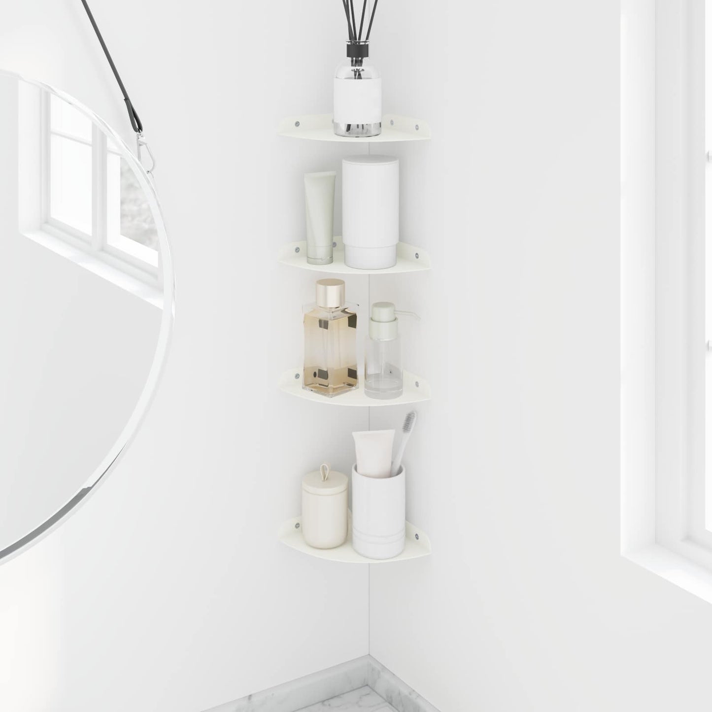 vidaXL Floating Shelf with Shelf 4 pcs White 15 x 15 x 2 cm