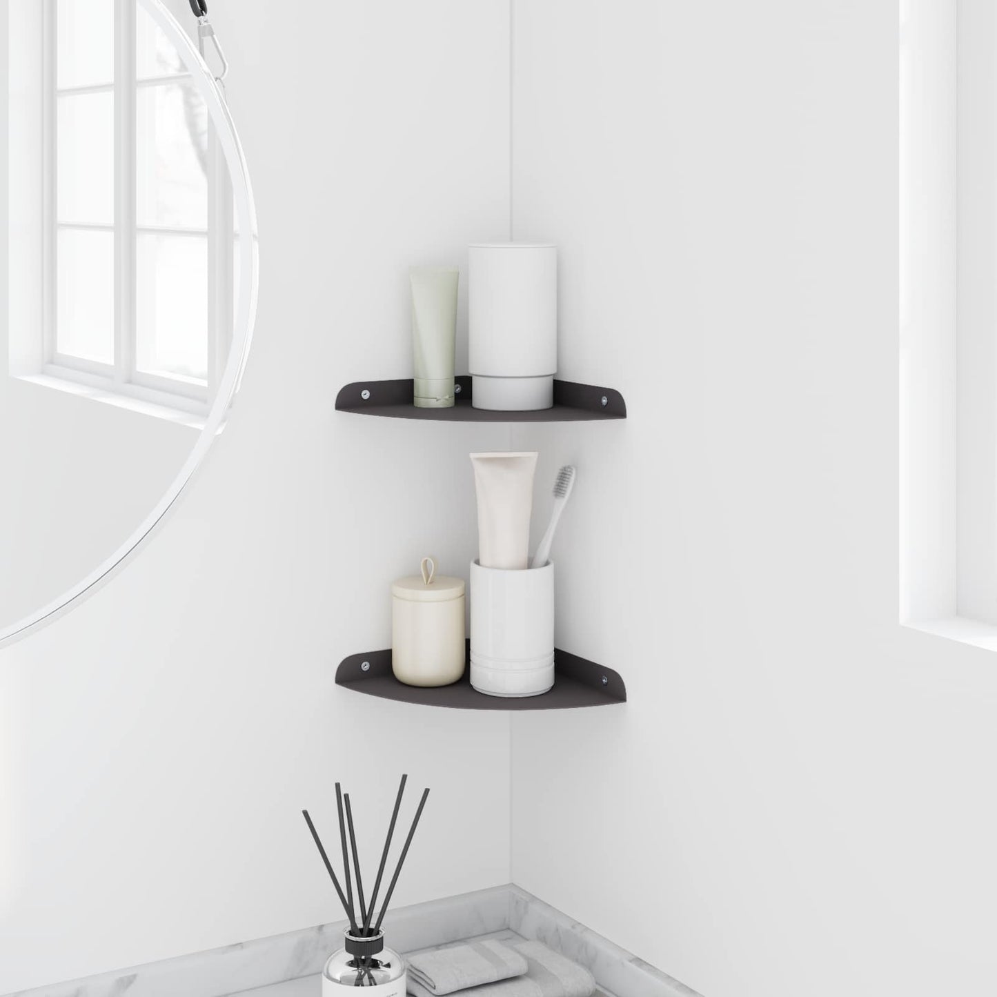 vidaXL Floating Shelf with Shelf 2 pcs Black 18 x 18 x 2 cm