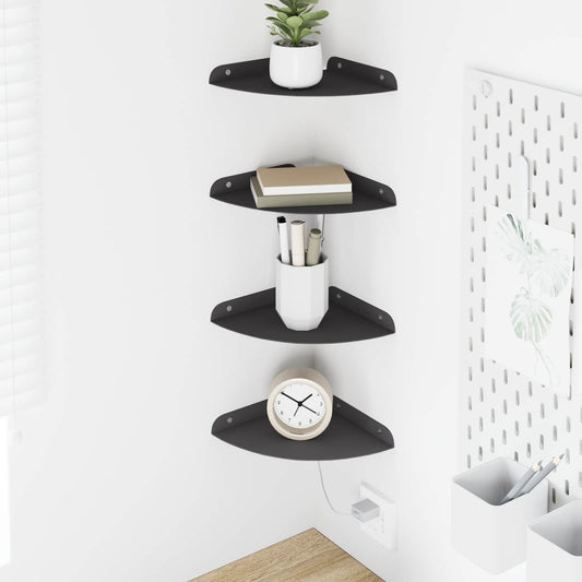 vidaXL Floating Shelf with Shelf 4 pcs Black 18 x 18 x 2 cm