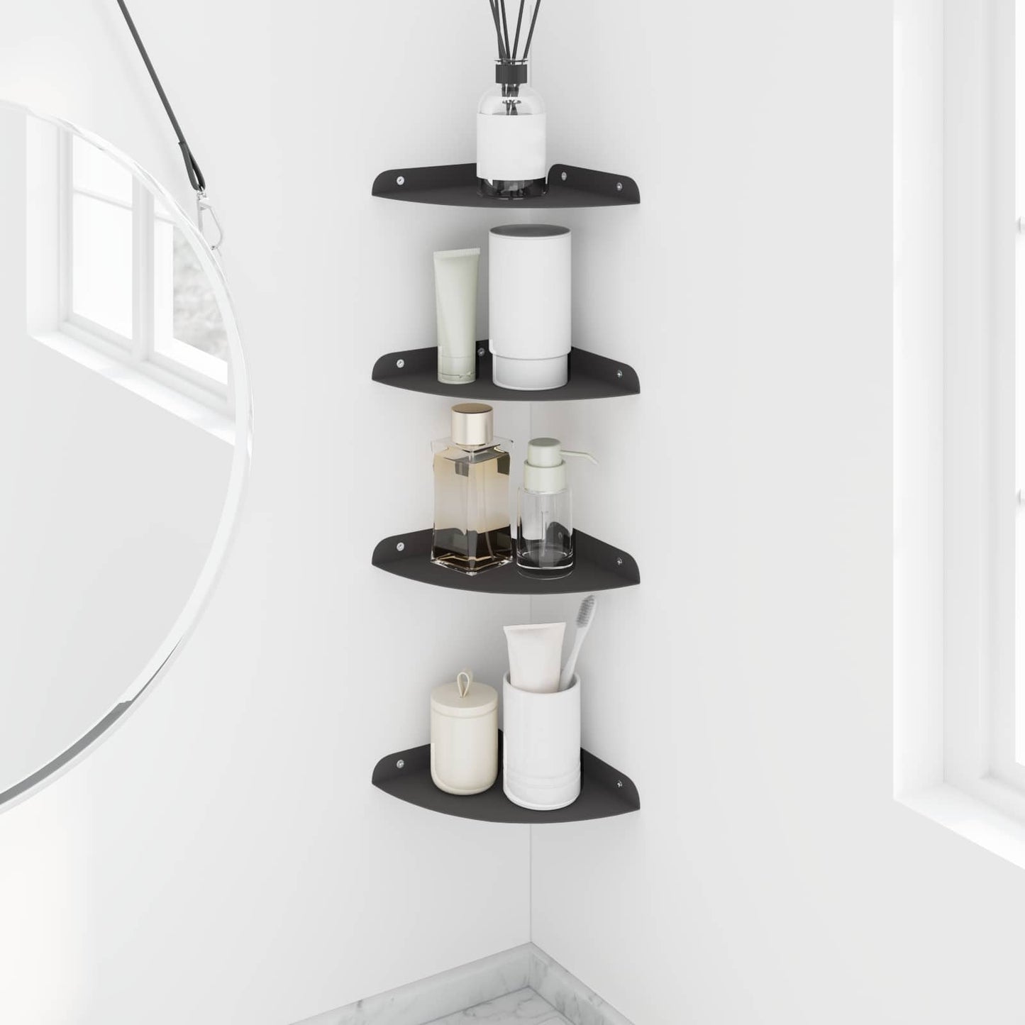 vidaXL Floating Shelf with Shelf 4 pcs Black 18 x 18 x 2 cm