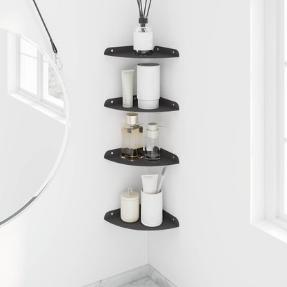 vidaXL Floating Shelf with Shelf 4 pcs Black 18 x 18 x 2 cm