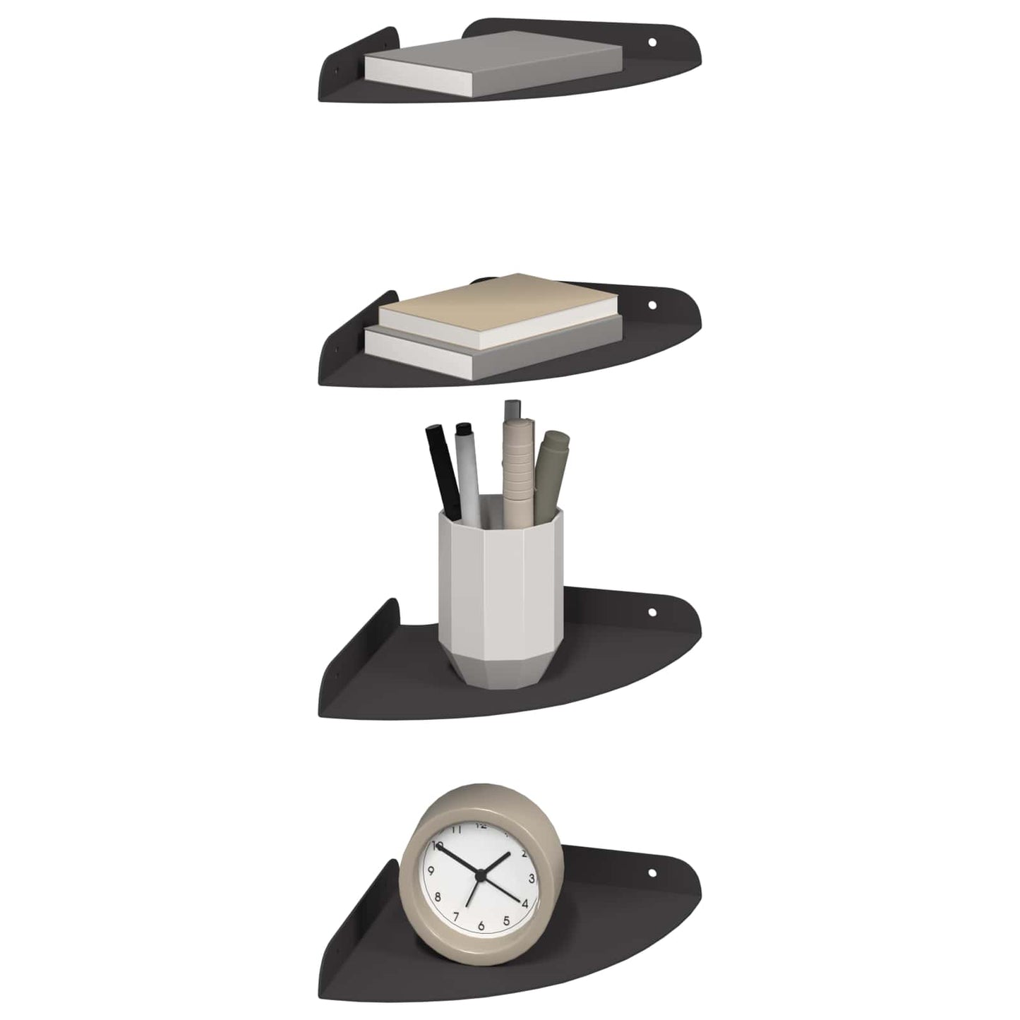 vidaXL Floating Shelf with Shelf 4 pcs Black 18 x 18 x 2 cm