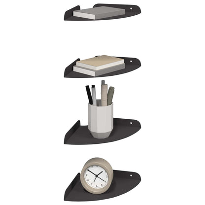 vidaXL Floating Shelf with Shelf 4 pcs Black 18 x 18 x 2 cm