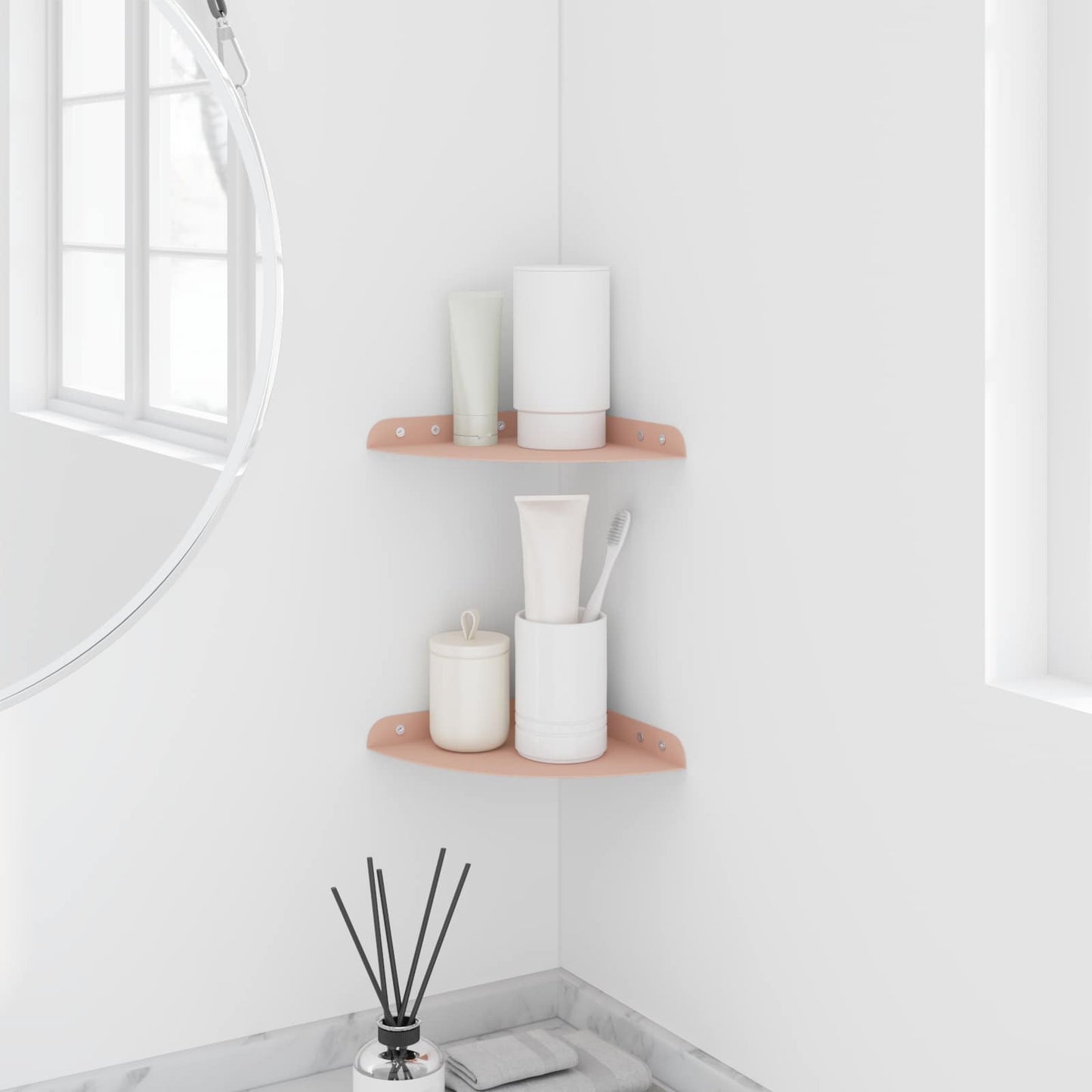 vidaXL Floating Shelf with Shelf 2 pcs Pink 18 x 18 x 2 cm