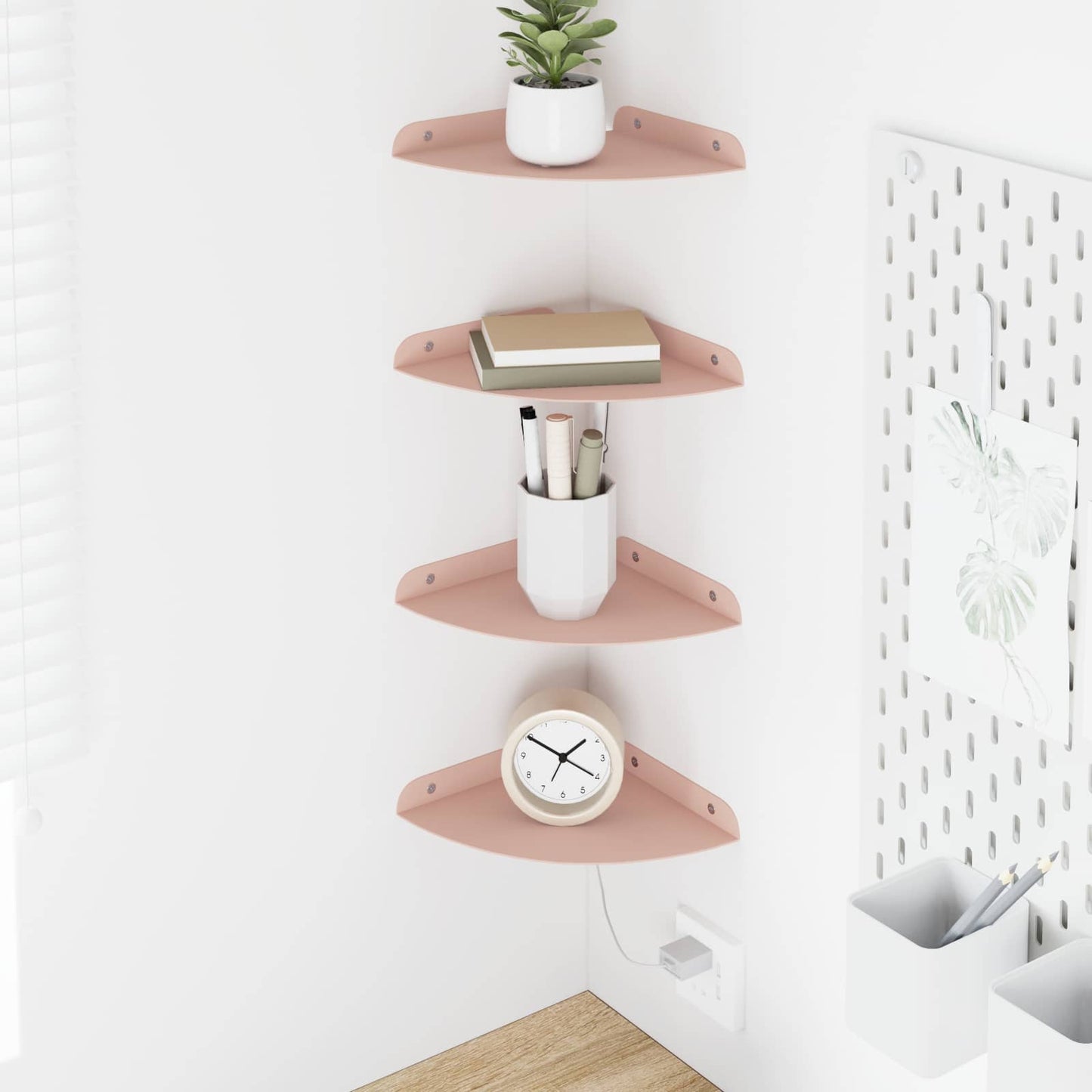 vidaXL Floating Shelf with Shelf 4 pcs Pink 18 x 18 x 2 cm