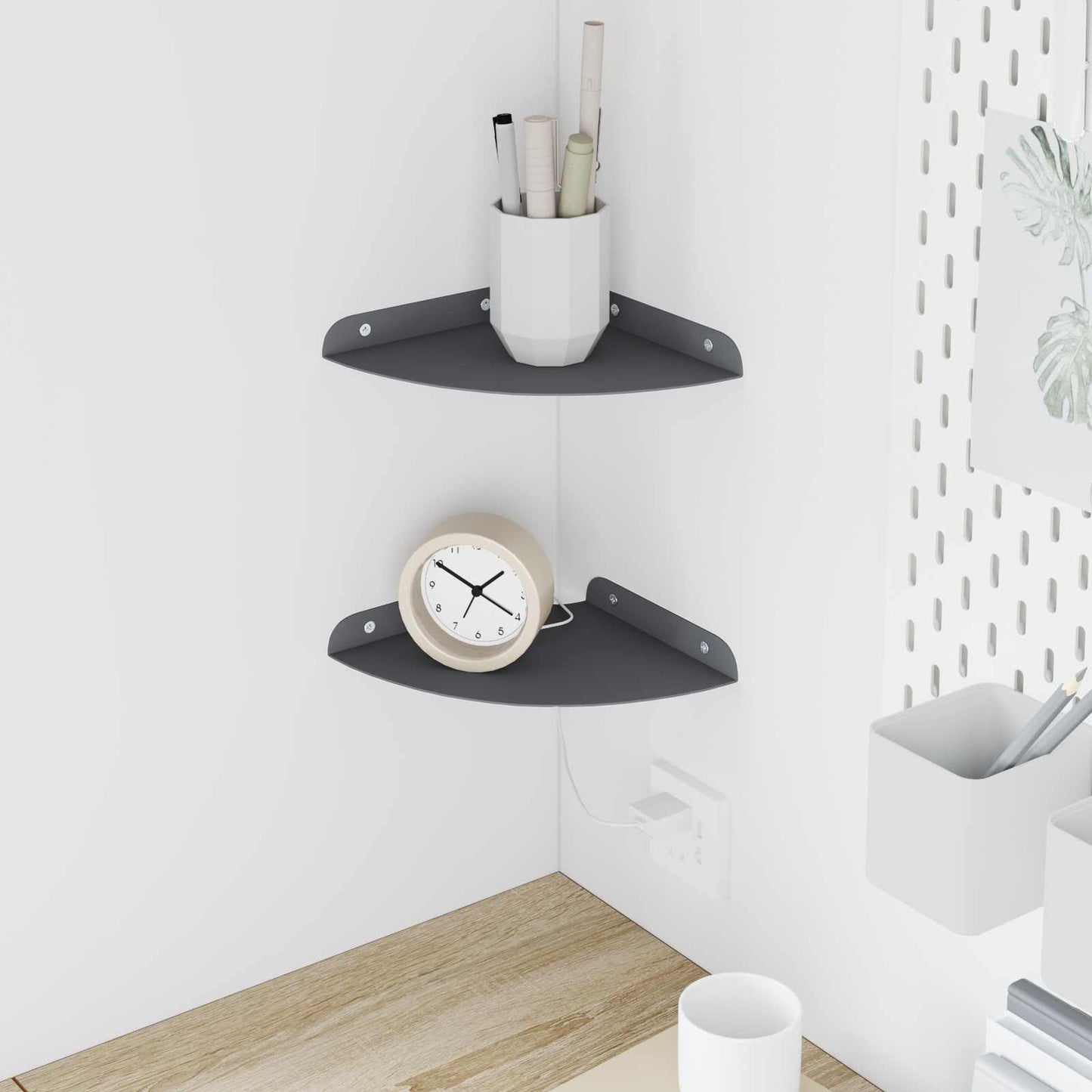 vidaXL Floating Shelf with Shelf 2 pcs Anthracite 18 x 18 x 2 cm