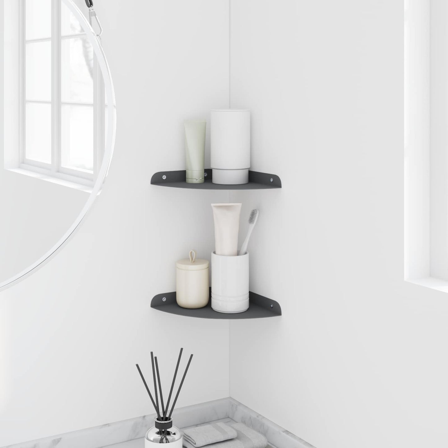 vidaXL Floating Shelf with Shelf 2 pcs Anthracite 18 x 18 x 2 cm