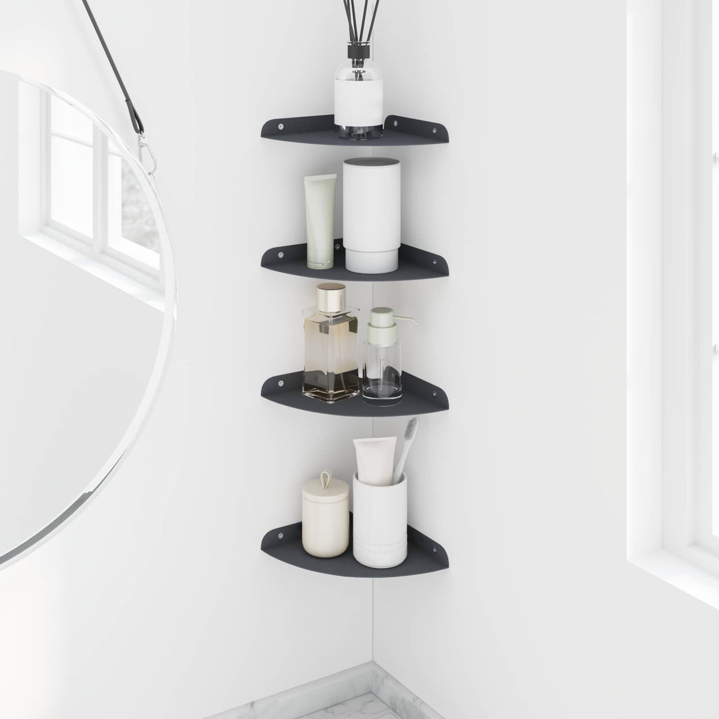 vidaXL Floating Shelf with Shelf 4 pcs Anthracite 18 x 18 x 2 cm