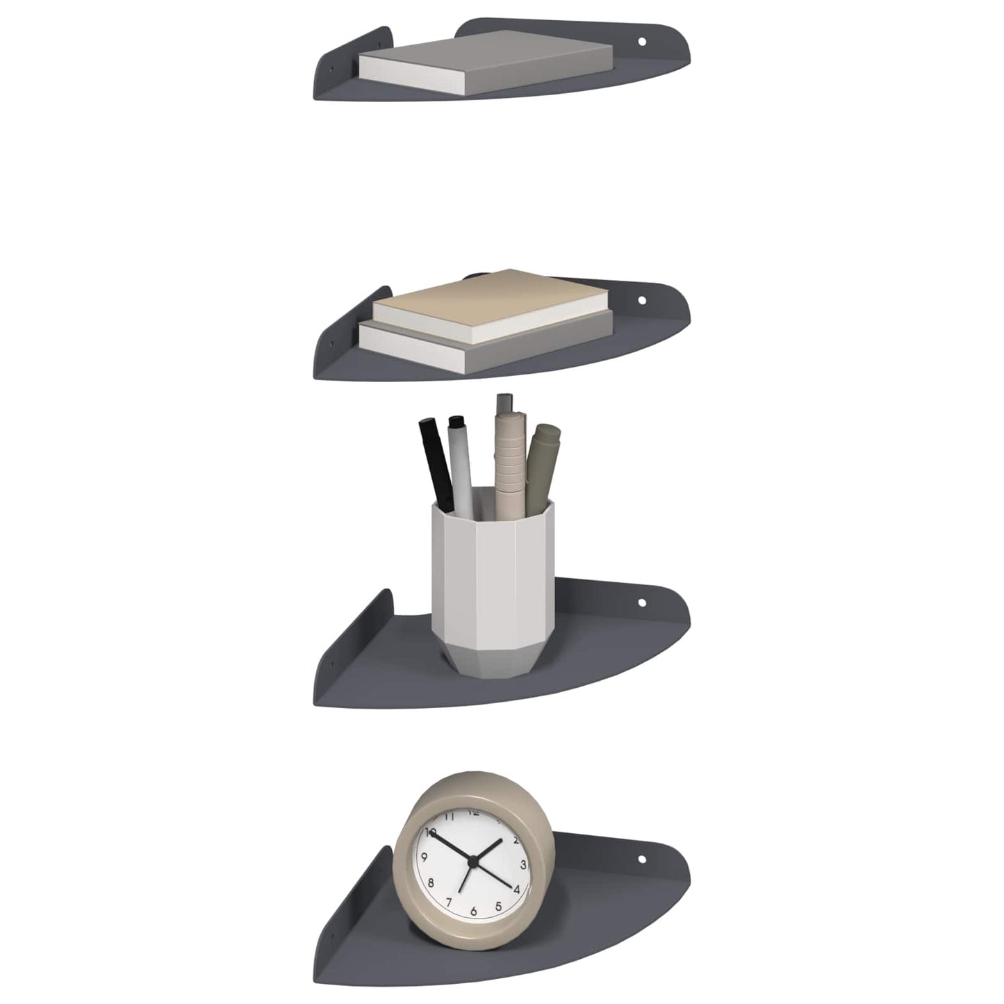 vidaXL Floating Shelf with Shelf 4 pcs Anthracite 18 x 18 x 2 cm