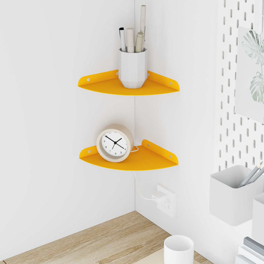 vidaXL Floating Shelf with Shelf 2 pcs Mustard Yellow 18 x 18 x 2 cm
