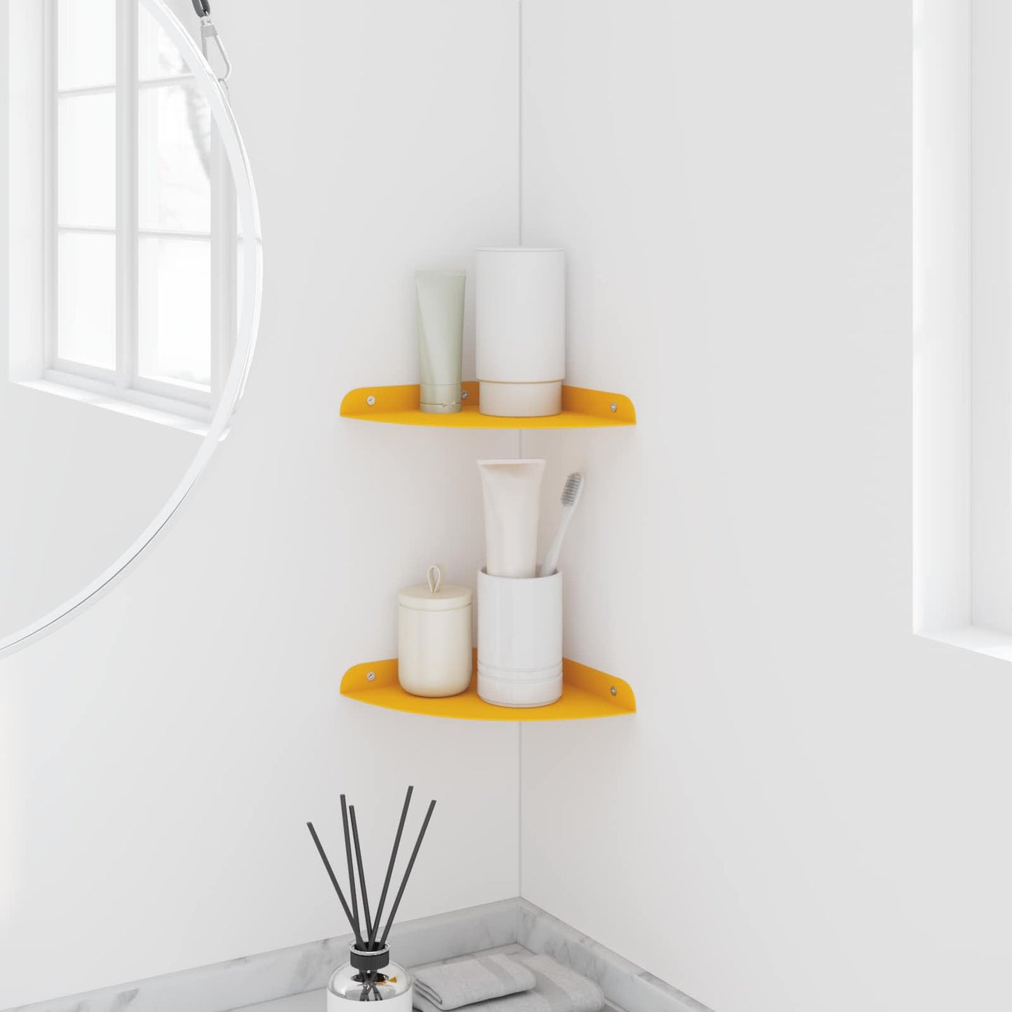 vidaXL Floating Shelf with Shelf 2 pcs Mustard Yellow 18 x 18 x 2 cm