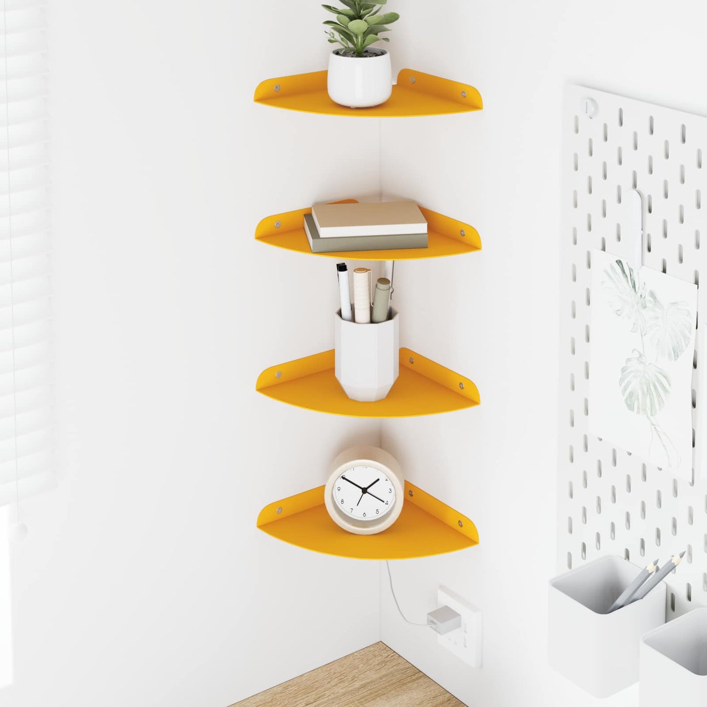 vidaXL Floating Shelf with Shelf 4 pcs Mustard Yellow 18 x 18 x 2 cm