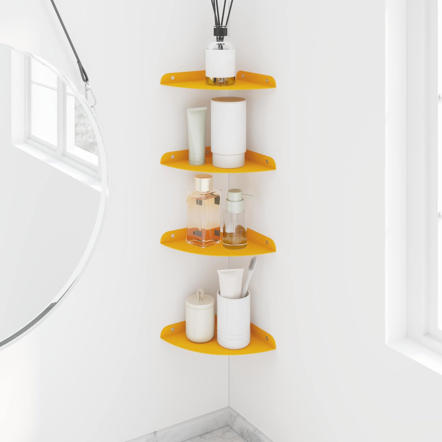 vidaXL Floating Shelf with Shelf 4 pcs Mustard Yellow 18 x 18 x 2 cm