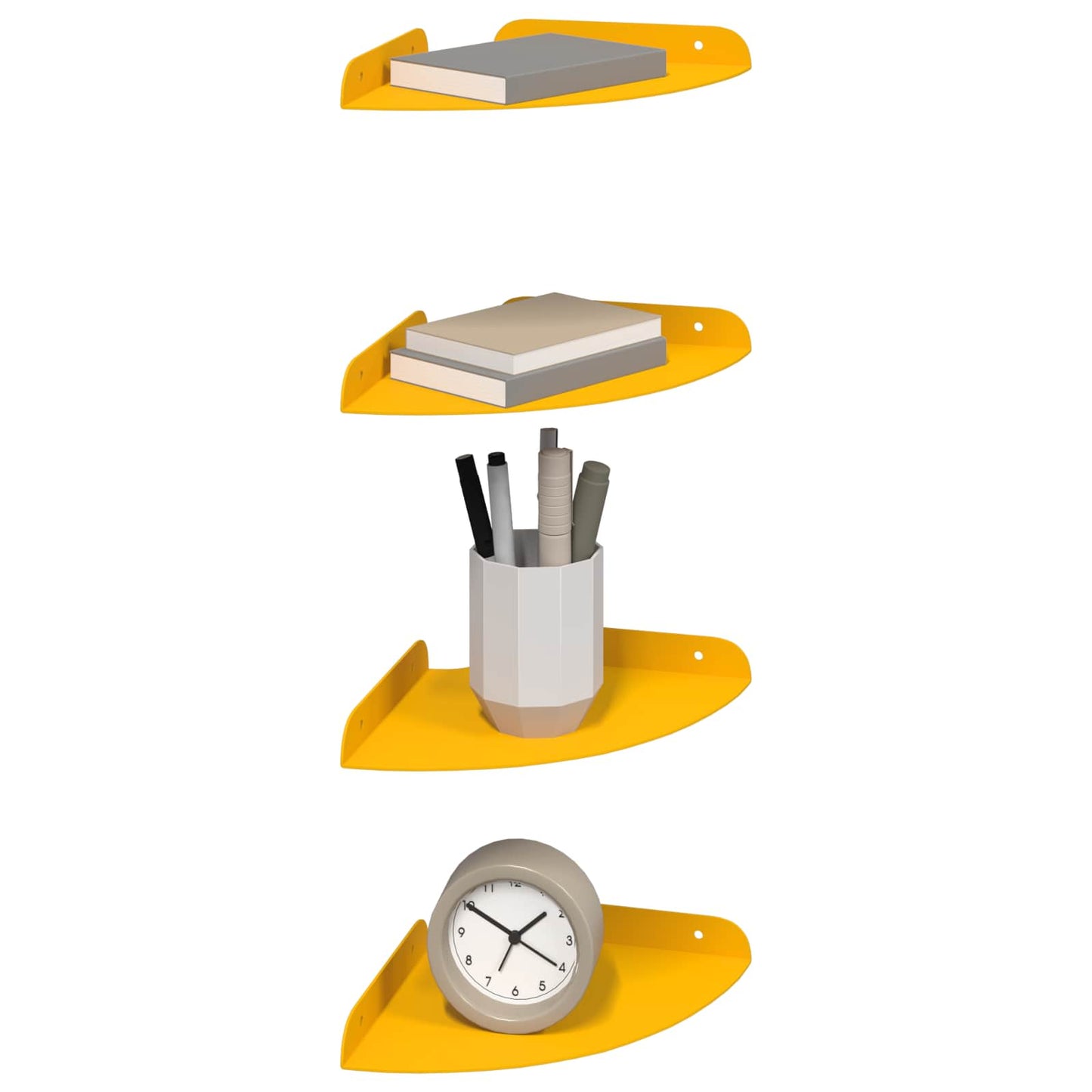 vidaXL Floating Shelf with Shelf 4 pcs Mustard Yellow 18 x 18 x 2 cm