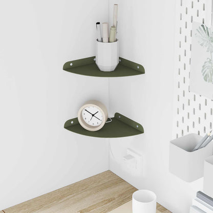 vidaXL Floating Shelf with Shelf 2 pcs Olive Green 18 x 18 x 2 cm