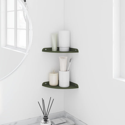 vidaXL Floating Shelf with Shelf 2 pcs Olive Green 18 x 18 x 2 cm