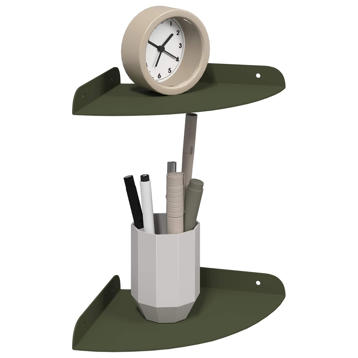 vidaXL Floating Shelf with Shelf 2 pcs Olive Green 18 x 18 x 2 cm