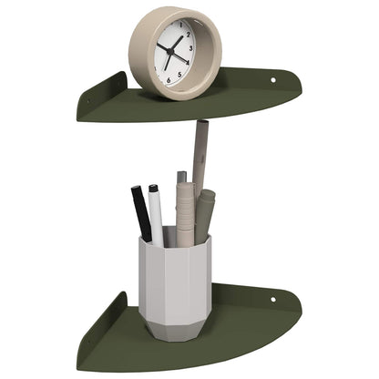 vidaXL Floating Shelf with Shelf 2 pcs Olive Green 18 x 18 x 2 cm