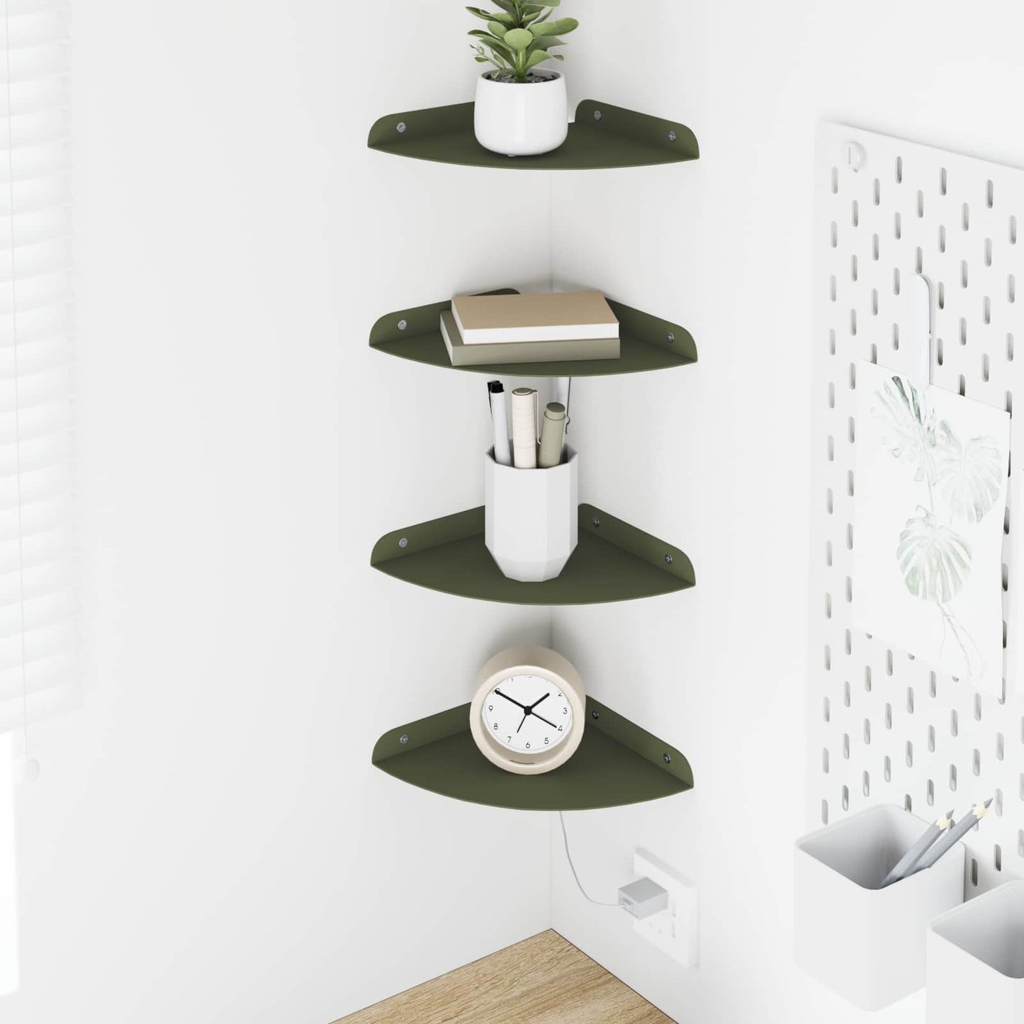 vidaXL Floating Shelf with Shelf 4 pcs Olive Green 18 x 18 x 2 cm